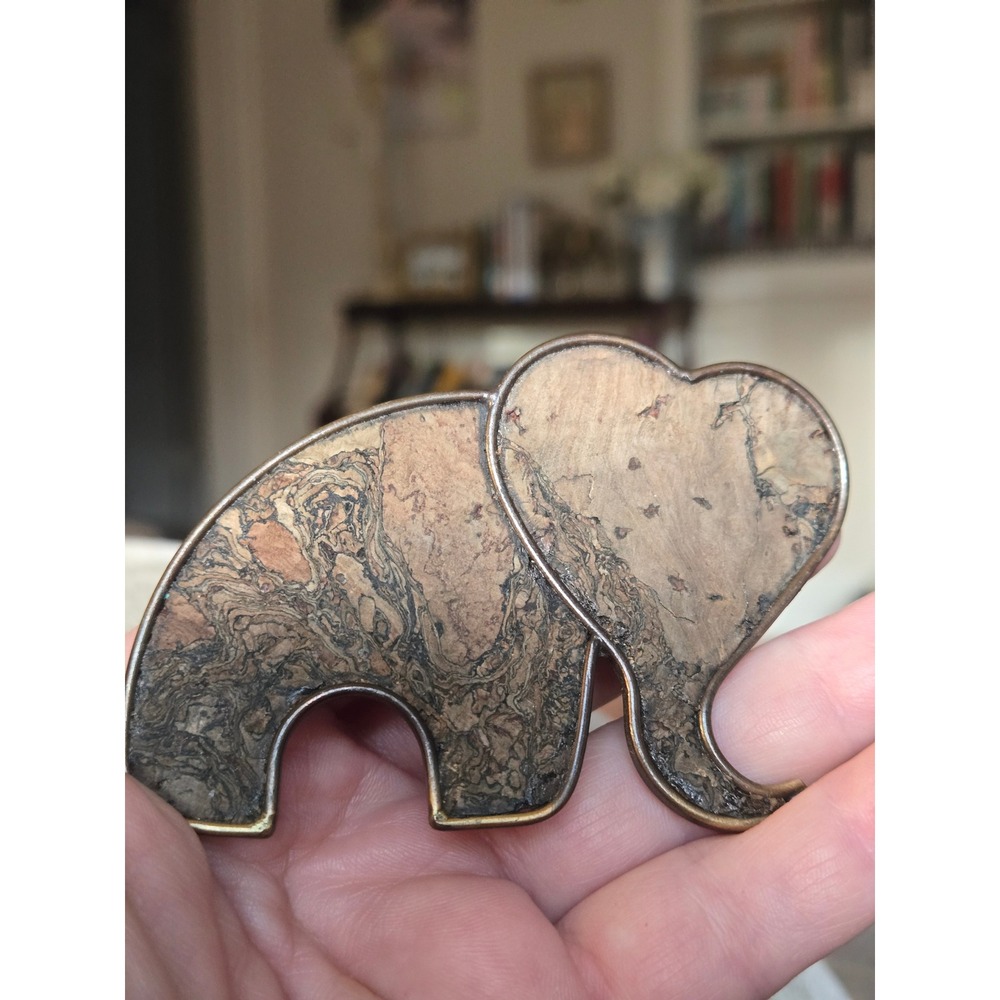 Korkschmuck Elephant Brooch Cork German Vintage